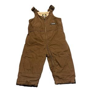 Berne Toddler 24M Insulated Snow Bib Overalls – Brown Duck Canvas – Sherpa Lined